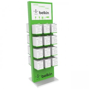 ED009 BELKIN Advertising Phone Accessories Charging Data Cable Dock Wood Floor Double Sided Display Store Fixtures