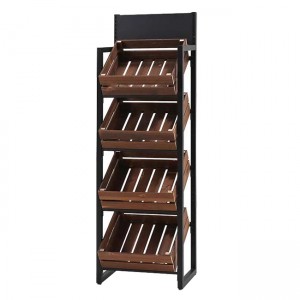 FB207 Interior Design Pop POS Wine Whisky Wooden And Metal Shop Shelving For Rtail Store Advertising