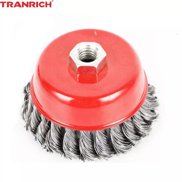 Brush Wire Cup Twisted Knot Cup Brush with M14 or 5/8-11 Thread Wire Brushes for Angle Grinder
