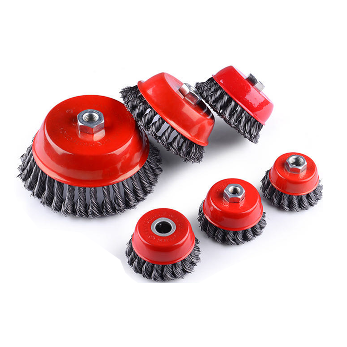 Industrial Steel Twisted Knot Wire Cup Brush For Metal Stain Remove And Polishing