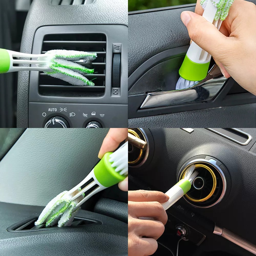 Easy Operation Green 16.5*3.5cm 30g car air conditioner vent brush car interior cleaning brush