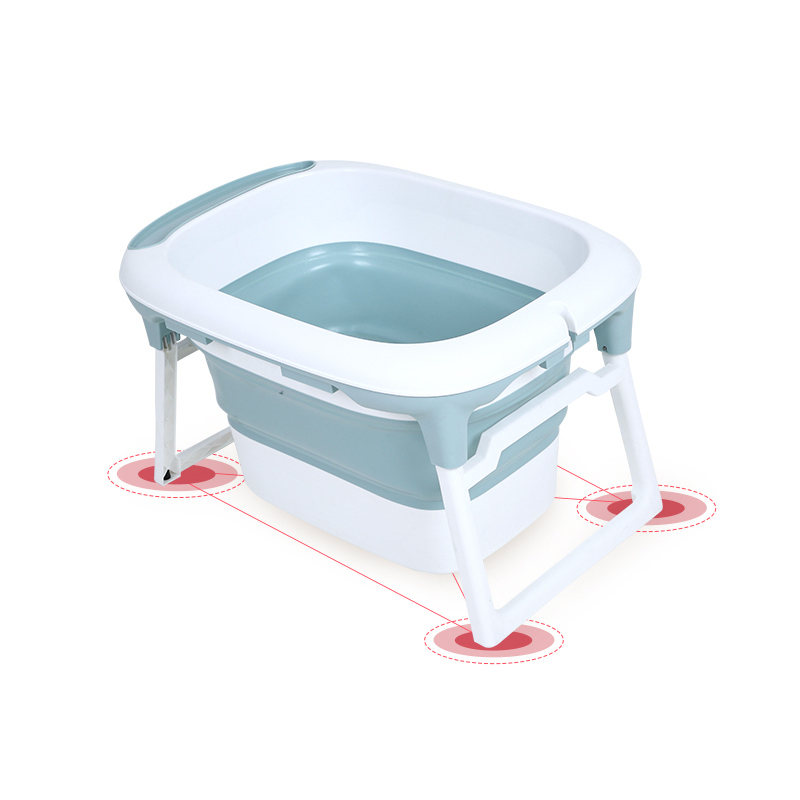 Baby Folding Bathtub Infant Easy For Travelling  Collapsible Portable Shower Basin with Non Slip Mat