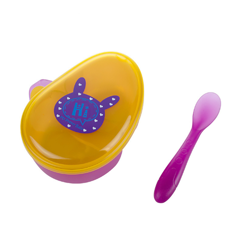 Wholesale Baby Portable Colorful Suction Cup With Lid Children's Complementary Food Bowl With Grid And Spoon
