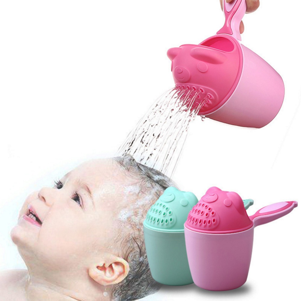 Cartoon Bear Shape  Kids Baby Bath Shower Shampoo Cup  Spoons Washing Head Hair Tub