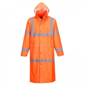 Reflective Long Rain Coat Orange