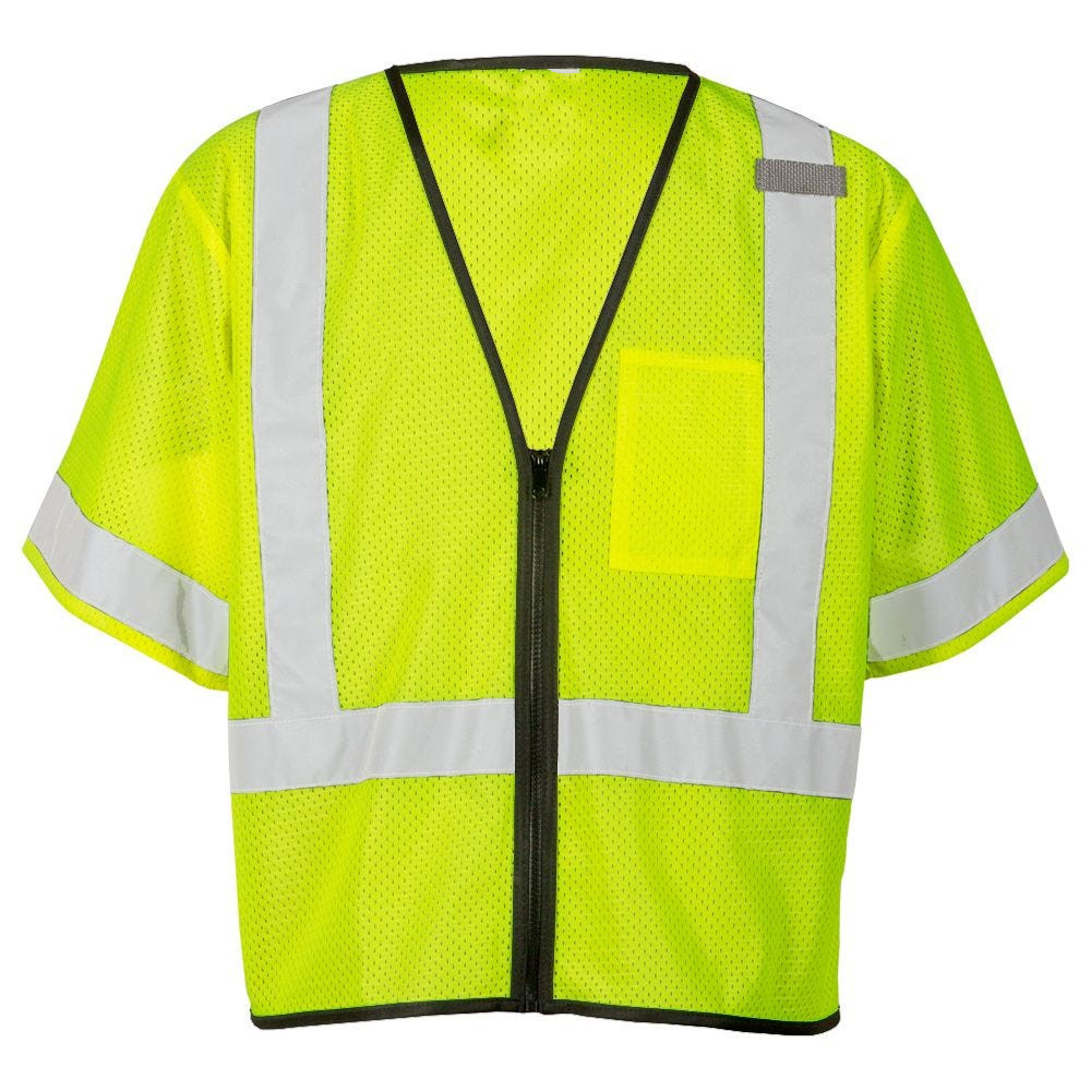 Class 3 Single Pocket Mesh Safety Vest – Lime