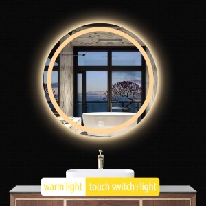 Customizable Round LED Bathroom Mirrors Fog Removal and Adjustable Tricolor Lighting