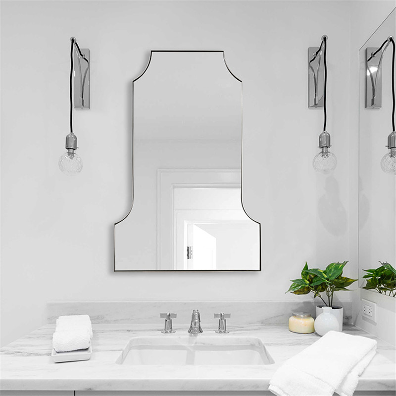 2023 New Irregular Shaped Metal Frame Bathroom Mirror with HD Silver Mirror 6