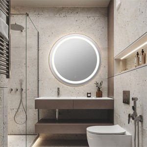 Customized Stainless Steel Iron Frame Circular Led Lighting Bathroom Wall Mirror