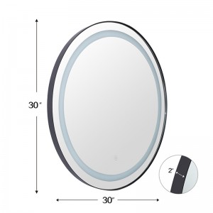 Customized Stainless Steel Iron Frame Circular Led Lighting Bathroom Wall Mirror