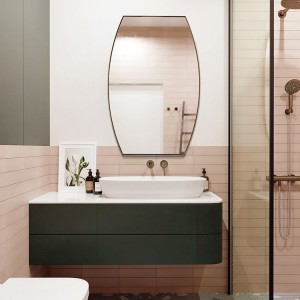 Semi-oval metal frame bathroom mirror Bedroom mirror OEM Metal Decorative Mirror Factory