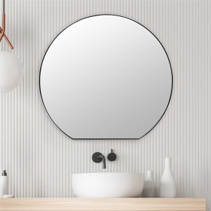 Irregular Circular Wall Mirror with Customizable Gold Stainless Steel Frame for Home Decoration