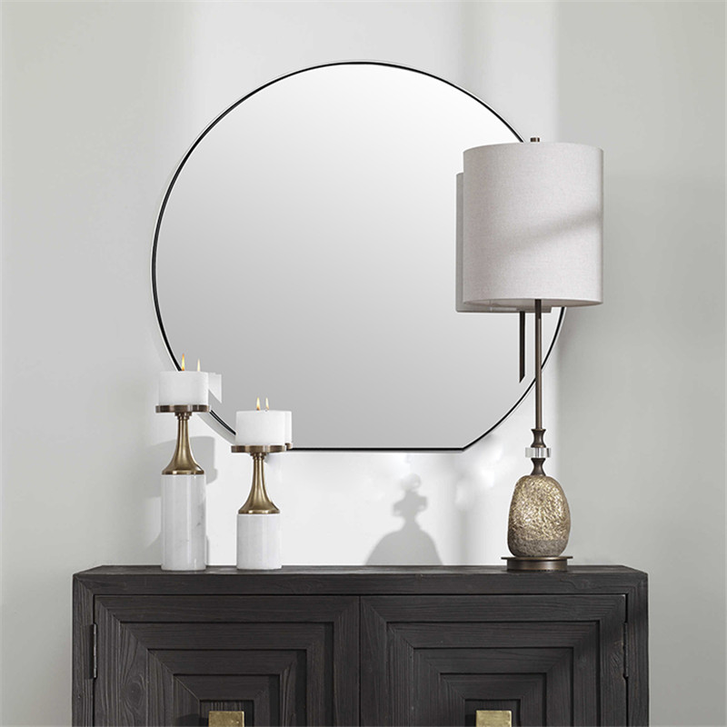 Irregular Circular Wall Mirror with Customizable Gold Stainless Steel Frame for Home Decoration 7