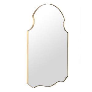 Irregular Modern Wall Hanging Mirror With Metal Frame For Bathroom And Living Room Decor