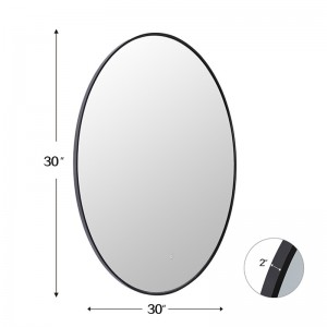 Led Circular Touch Screen Mirror Demister Design Metal Frame Intelligent Bathroom Mirror Can Be Customized