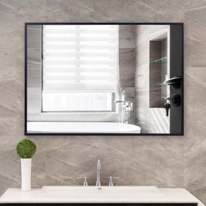 Rectangular right angle aluminum frame mirror with back panel lightweight and modern