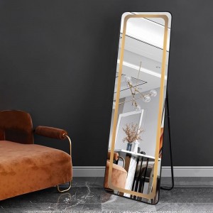 Rectangular aluminum frame LED floor mirror Special-Shaped Metal Floor Mirror Supplier