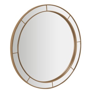 Handmade Circular wooden frame mirror Sticking gold and silver foil