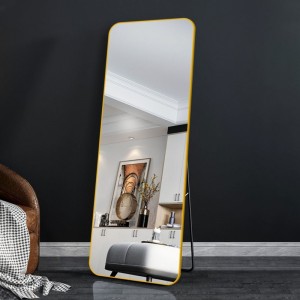 Rectangular rounded aluminum alloy frame mirror full body floor mirror dressing mirror