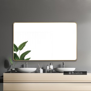 Rectangular rounded aluminum frame mirror bathroom mirror hung horizontally and vertically