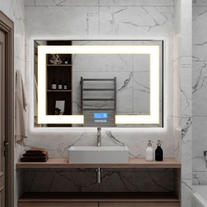OEM Special-Shaped Metal Frame Led Mirror Manufacturer Stainless steel glossy frame smart mirror