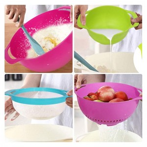 Colorful Kitchen Bowls Colander Mesh Strainer with Handles Stackable Measuring Cups and Spoons
