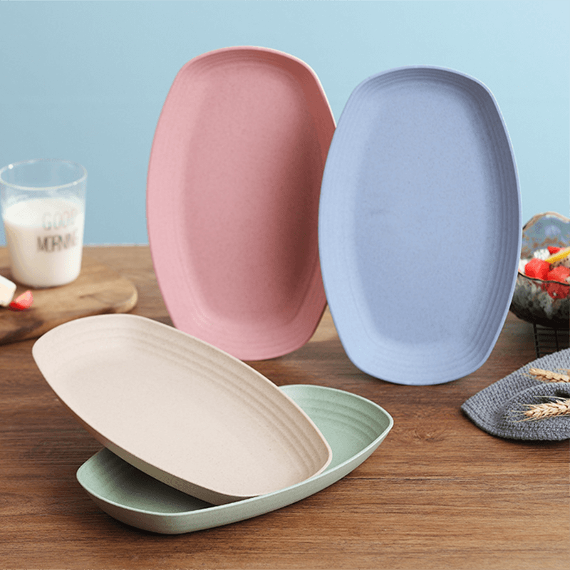 Unbreakable Wheat Straw Oval Plate
