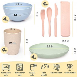Wheat straw biodegradable dinnerware set
