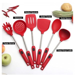 Silicone Cooking Utensils Set with Stainless Steel Handle