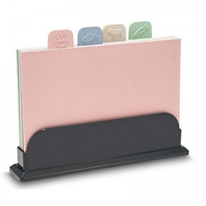 Classification cutting board set with storage shelf