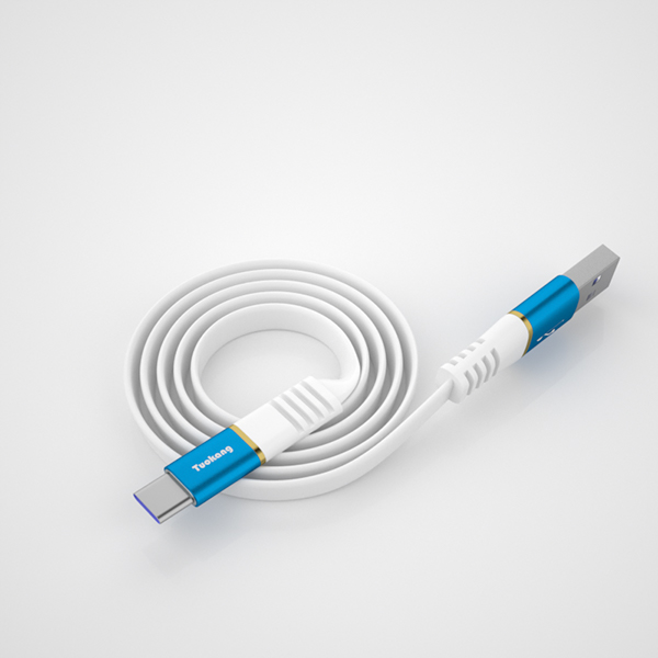 USB CABLE FOR TYPE C  WITH POWER CHARGE, TPE JACKET WITH MATEL SHELL, OVERMOLD, WHITE