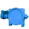 Flanged butterfly valve with hydraulic drive and counter weights DN2200 PN10