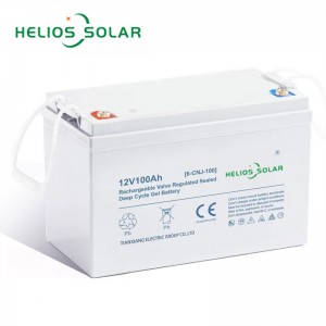 12V 100AH ​​Gel-battery vir energieberging