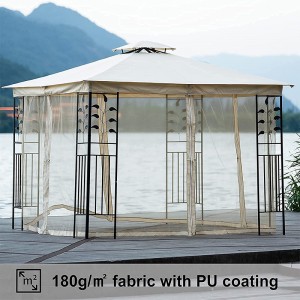 Leaf decoration 10×10 FT Patio Outdoor Gazebo with Privacy Screen Mesh Netting for Deck Backyard Garden