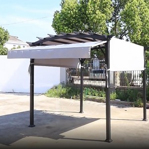 Outdoor Garden Steel Aluminum Metal Barbeque Pergola Gazebo Tent With Extension Canopy
