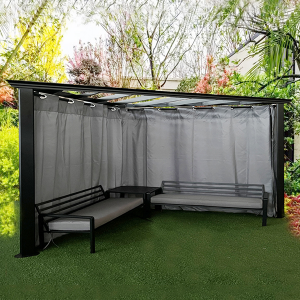 Outdoor Garden 2.6×2.6m Aluminum Steel Metal Triangle Pergola Gazebo