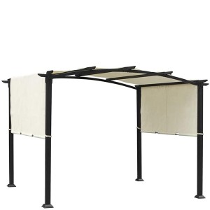 Metal Outdoor Patio Steel Frame Pergola Polyester Gazebos with Retractable Canopy Shades