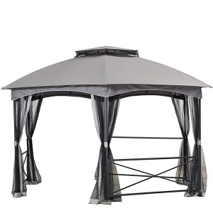 2.4×1.5M STEEL BBQ GRILL GAZEBO WITH EXTENSION CANOPY