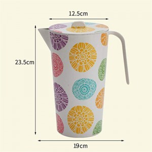 Customizable Bamboo Fiber Plastic Water Jug Water Pitcher And Cups Set