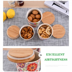 Kitchen Canisters Bamboo Fiber Food Storage Jar Set, Stackable Containers with Airtight Seal Bamboo Lid for Serving Ground Coffee, Tea, Herbs, Grains, Sugar, Salt and More – Pack of 3