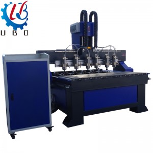 Factory source Small Industrial Cnc Router - 4axis Multi-heads spindle router cnc engraving cutting machine with rotary device for Wood MDF Furniture Decoration  – UBO