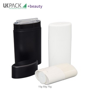 DEO containers small oval deodorant sunstick gel PCR twist-up packaging supplier UKDS03