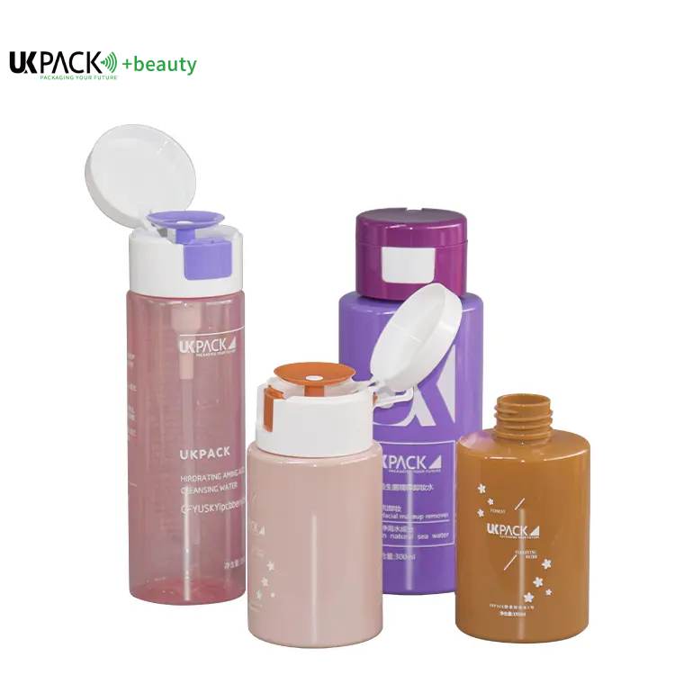 One-click open pump Makeup remover PET bottle 150ml 200ml 300ml UKG31 Cosmetic packaging