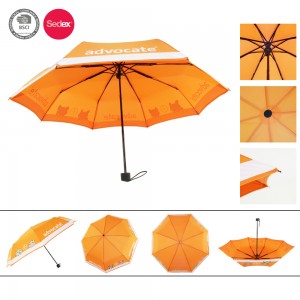 Promotional cheap price 21inch logo print manual open 3 fold custom umbrella manufacturer china