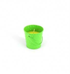 Citronella candles in multi-color bucket
