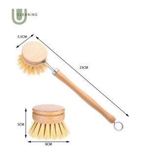 China Brush Replacement Eco Cleaning Brush Detachable Bamboo Handle Kitchen Brush