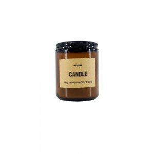 Household decoration amber glass scented candle with lid