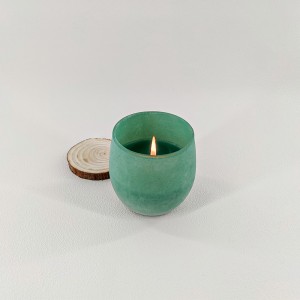 Frosted colored glass jar scented candle