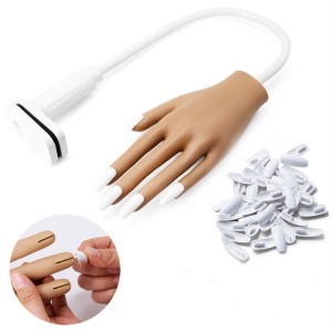 Practice hand for acrylic nail tips flexible movable nails training hand