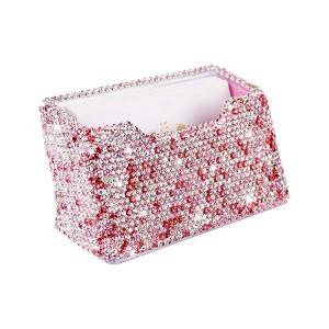 Bling Crystal Business Card Holder Stand, Professional & Luxury Office Business Card Holder Stand, Pink